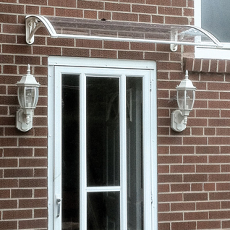 Auvent pour porte standard en polycarbonate l 4 pi x P 2 pi, Transparent/blanc