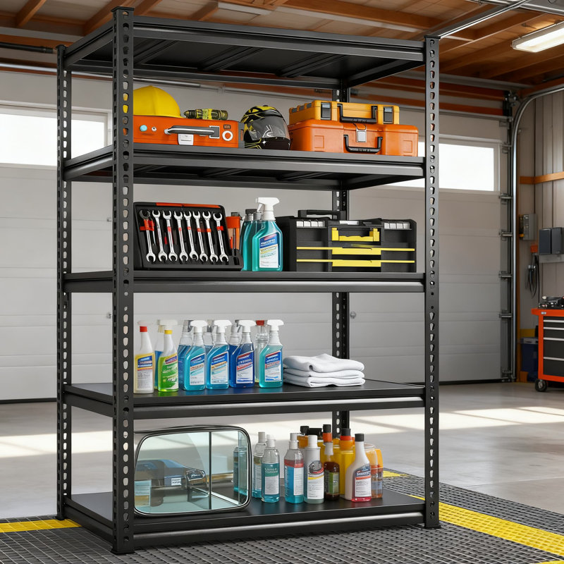 Étagère de garage robuste à 5 niveaux, étagère de rangement en métal à capacité de 2 500 lb pour les entrepôts du sous-sol
