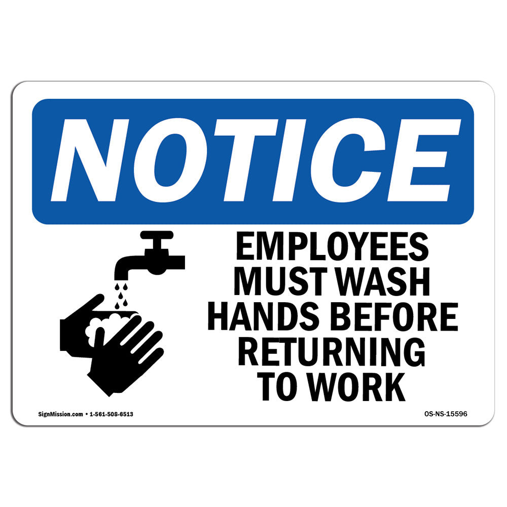 SignMission Employees Must Wash Hands Before Work Sign | Wayfair