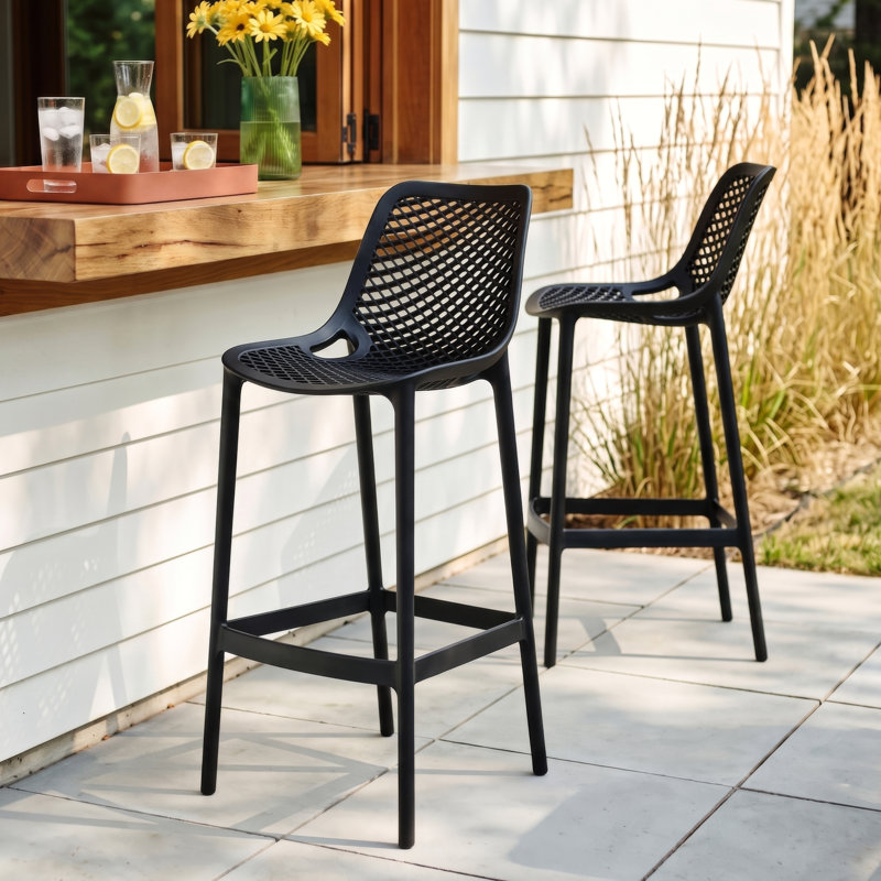 Farrah Patio Bar Stool, Black, 29.5"