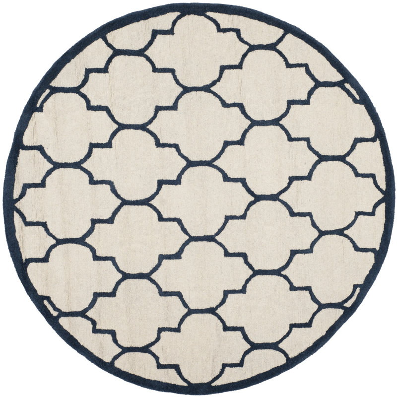 Cannen Hand Tufted Wool Geometric Rug, Round 6'