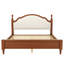 Grand lit plateforme en bois avec tête de lit tapissier, structure de lit en bois de pin massif, aucun sommier requis, assemblage facile, structure brune et tissu-740889045-740889044