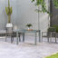 Table de salle à manger extensible pour l'extérieur, table de patio à cadre en aluminium de 41 à 83 po avec plateau en acier effet bois, table de patio extensible rectangulaire pour 6 à 8 personnes, gris foncé