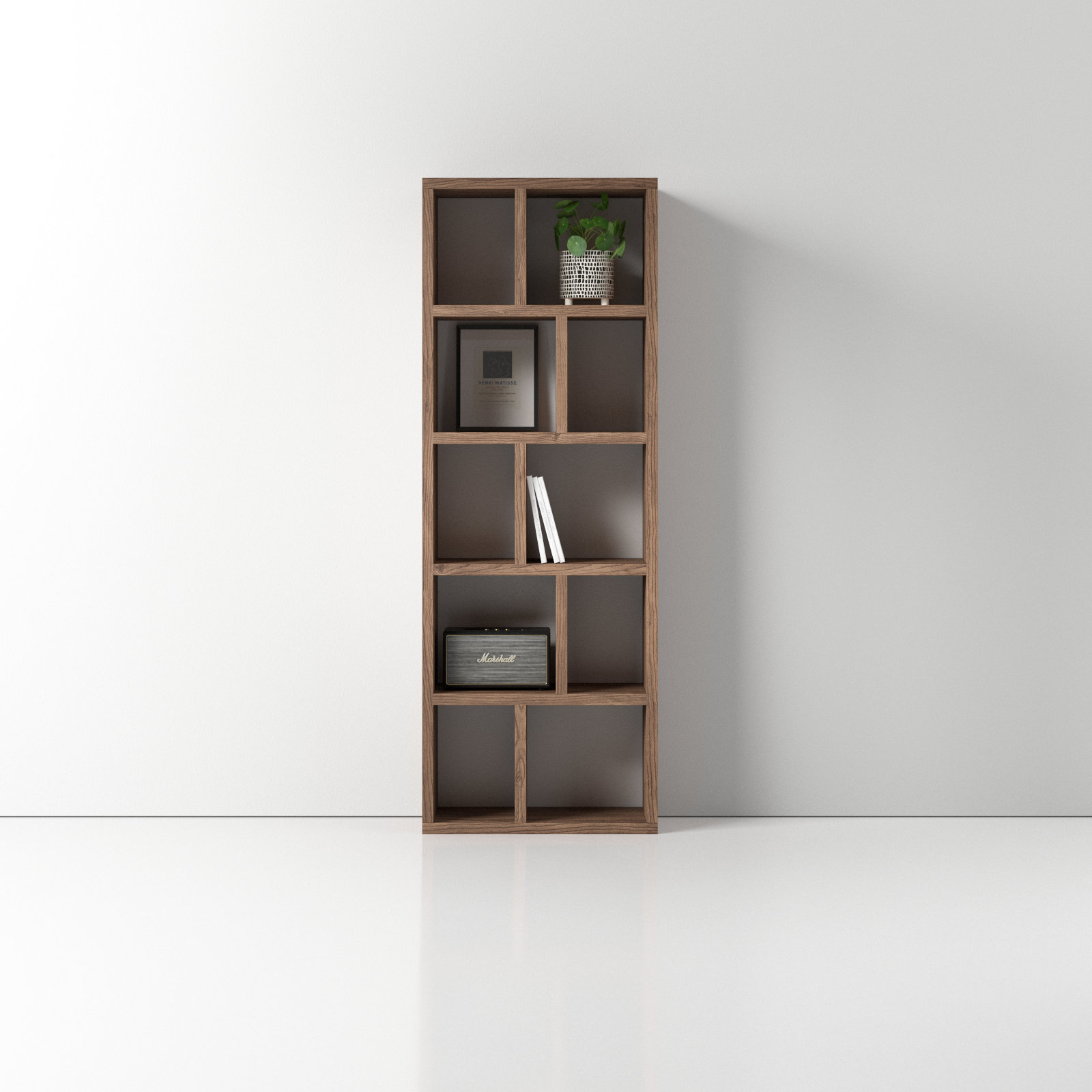 Stetson 4 Level Cube Unit Bookcase, Concrete, (5 Shelves) 78" H x 28" W x 13" D