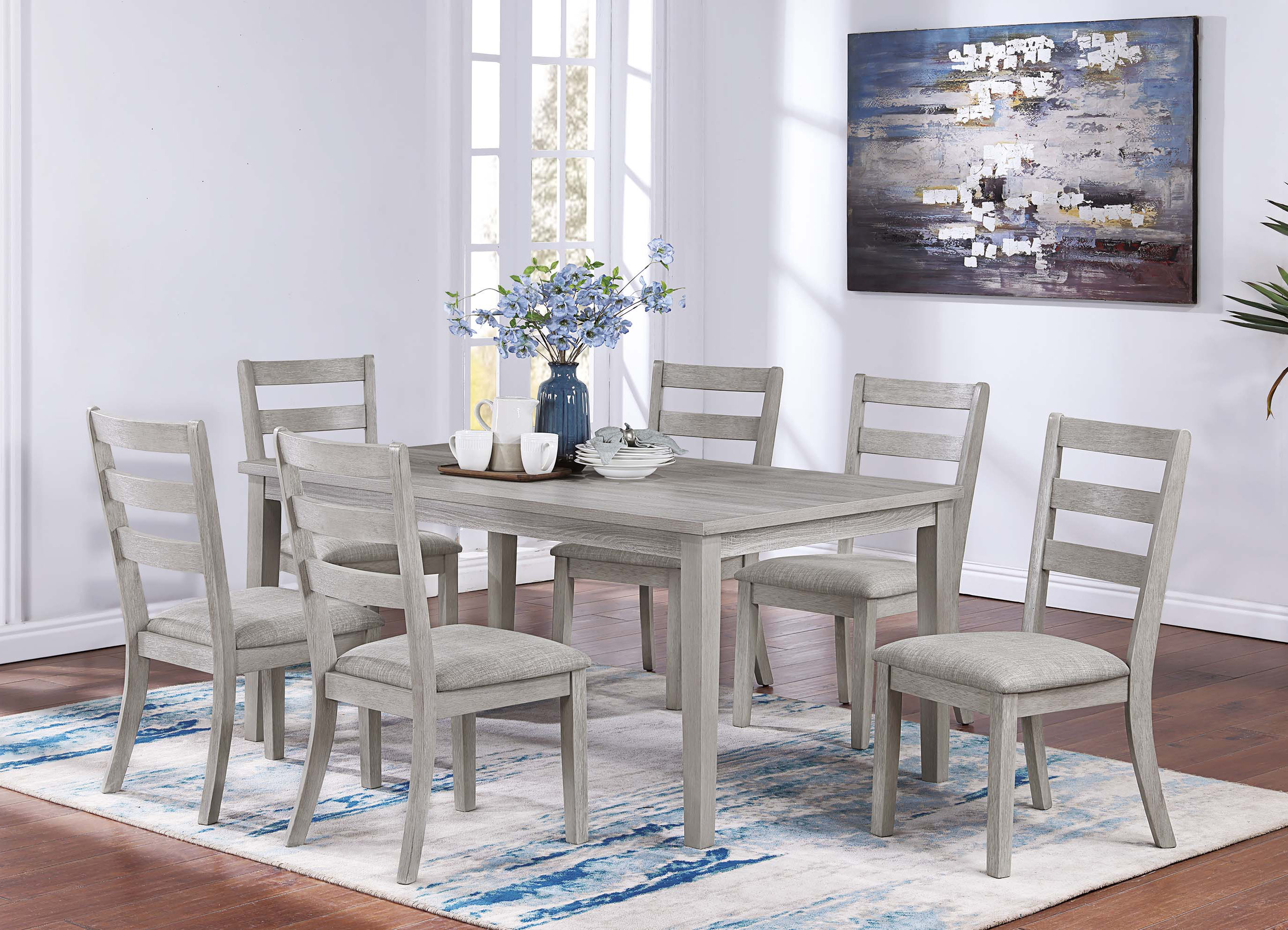 Rosalind Wheeler 7 - Piece Wood Dining Set in Gray | Wayfair