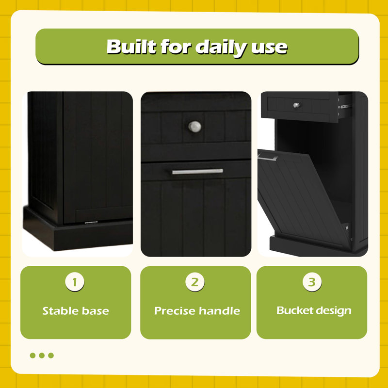 Trash Cabinet,Storage Cabinet(Trash Can Not Included), Black