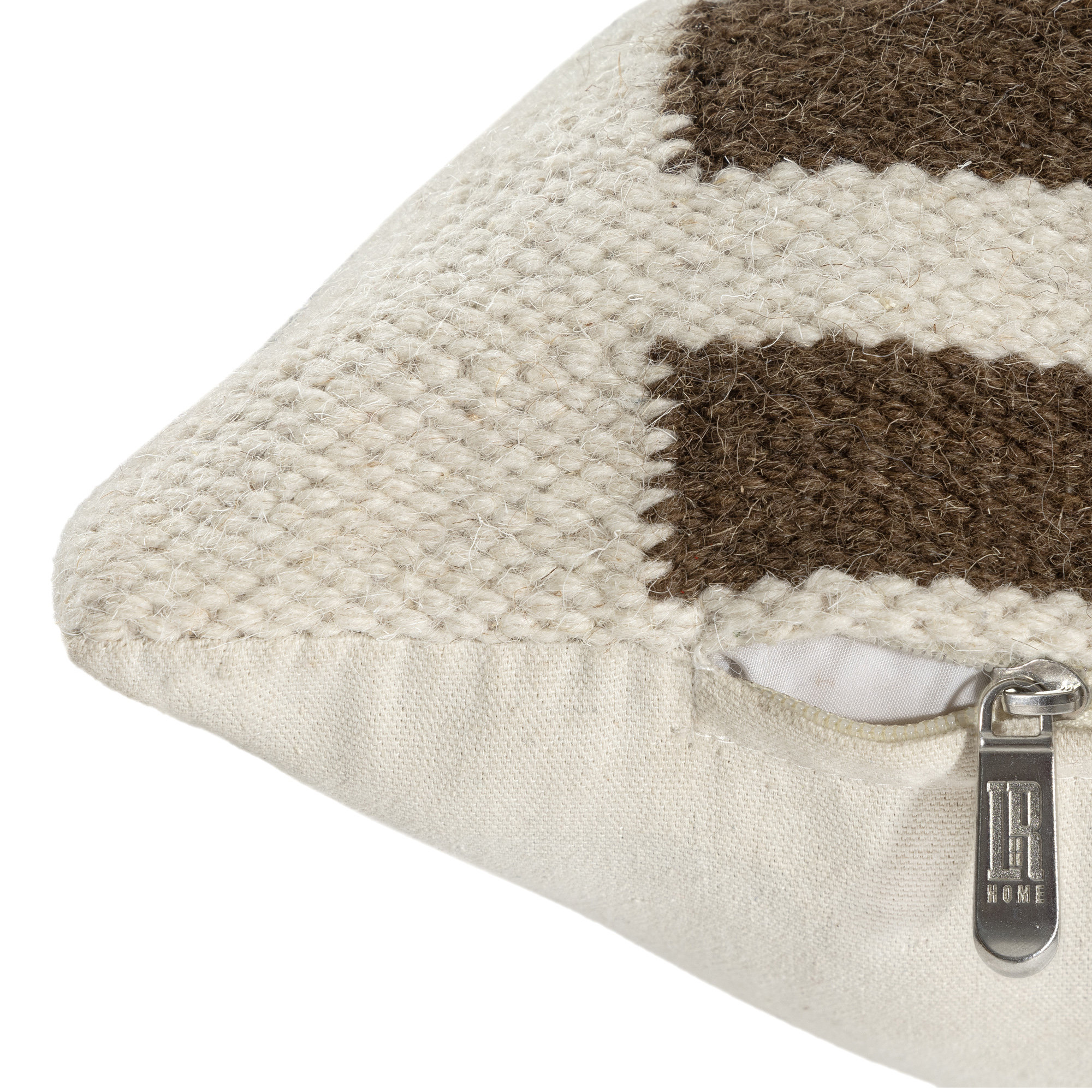 Atelier Contemporary Geometric Hand-Woven Throw Pillow, Brown/Orange, Pillow Cover Only - No Insert, Square 24"H x 24"W