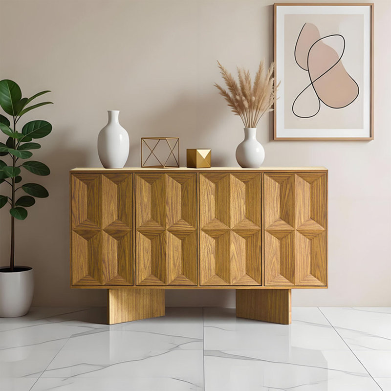 Buffet simple et spacieux, Brun orangé, H 34,25 po x l 47,24 po x P 15,74 po