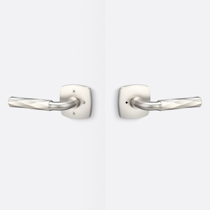 Rosette Forma intimité en nickel satiné, poignée Vertex en nickel satiné, Nickel satiné