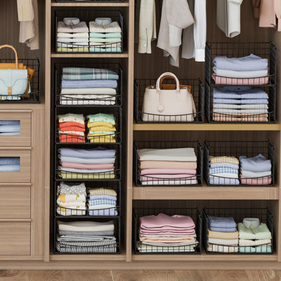 Organisateur de garde-robe empilable à 4 niveaux et tablettes de rangement Jksmart, étagères de rangement pour vêtements pour pantalons en jeans Chandails - Système d'organisation de garde-robe pour garde-robe