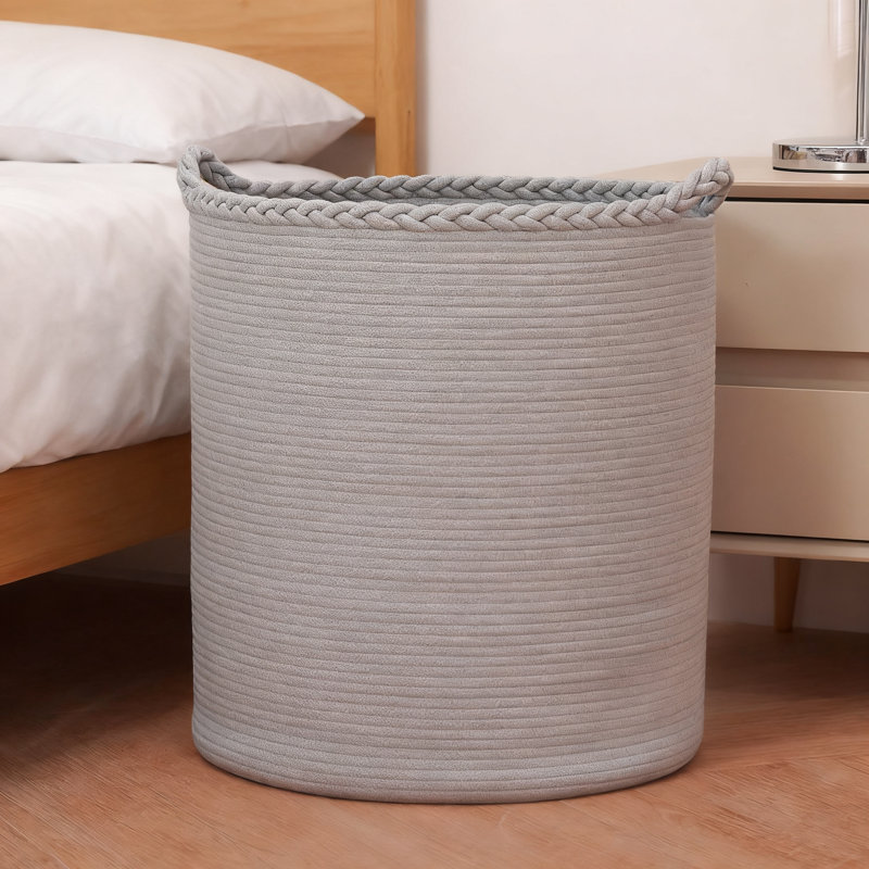 90L Oversize Woven Laundry Basket, Large Cotton Laundry Hamper For Blankets, Clothes, Pillows, Toys, And Shoes With Sturdy Handles, Natural Breathable Material
