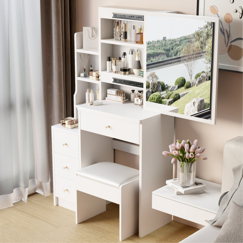 Petit meuble-lavabo moderne avec tabouret 29,2 po