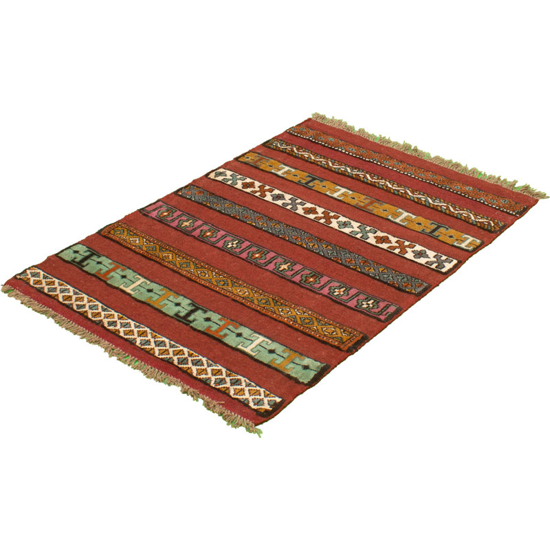 Tapis rouge en laine noué à la main