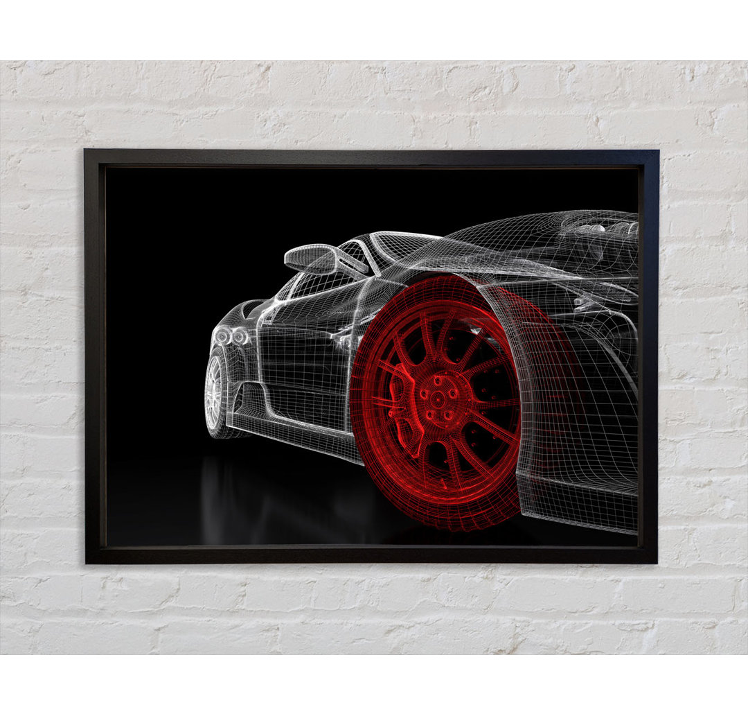 Wireframe Ferrari 1 - Einzelner Bilderrahmen Kunstdrucke auf Leinwand