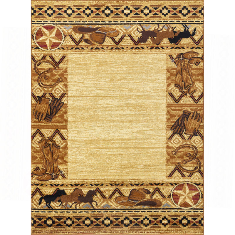 Beige Southwest Area Rug, Rectangle 2' x 3'