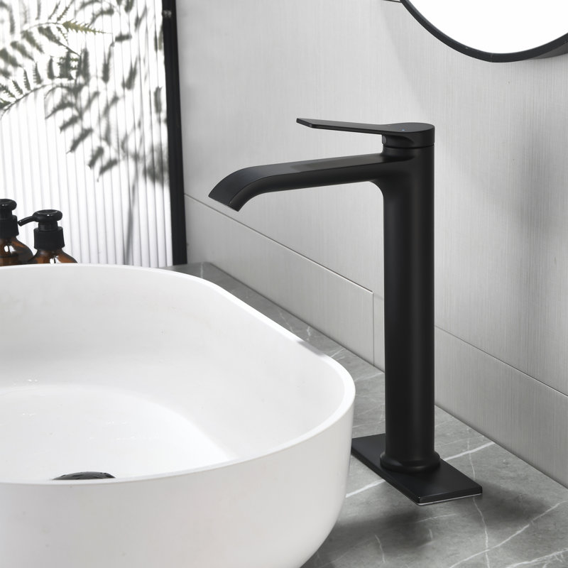 Robinet de lavabo vasque en laiton massif 10 po à poignée simple avec drain, Or brossé, Non