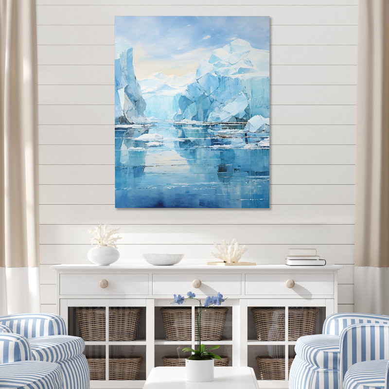 Blue Iceberg, symphonie arctique sur toile, H 40 po x l 30 po x P 1,5 po, Toile tendue