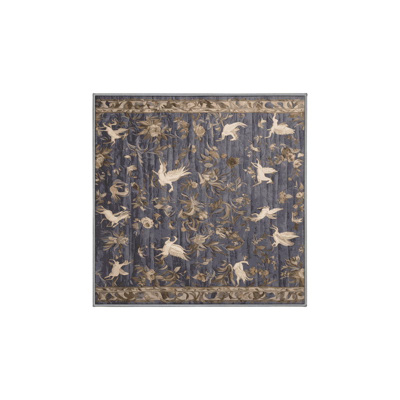 Machine Washable Gray Area Rug, Square 6'