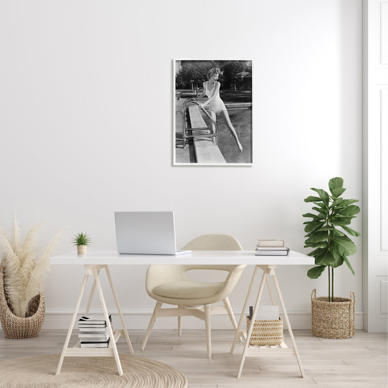 Art rétro texturé à giclée par Lil '' Rue, H 24 po x l 30 po, Giclée encadrée blanc bord de mer