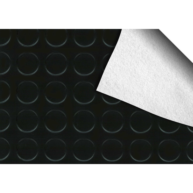 Midnight Black Vinyl Coin Pattern Garage Floor Runner