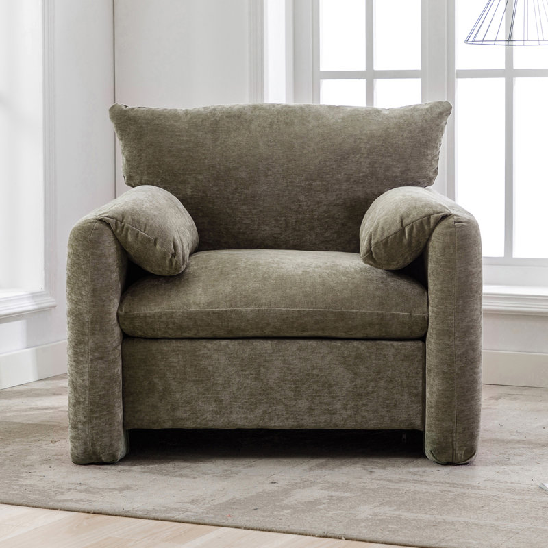 Fauteuil d'appoint surdimensionné en chenille avec méridienne et méridienne pour un confort et une élégance ultimes dans le salon
