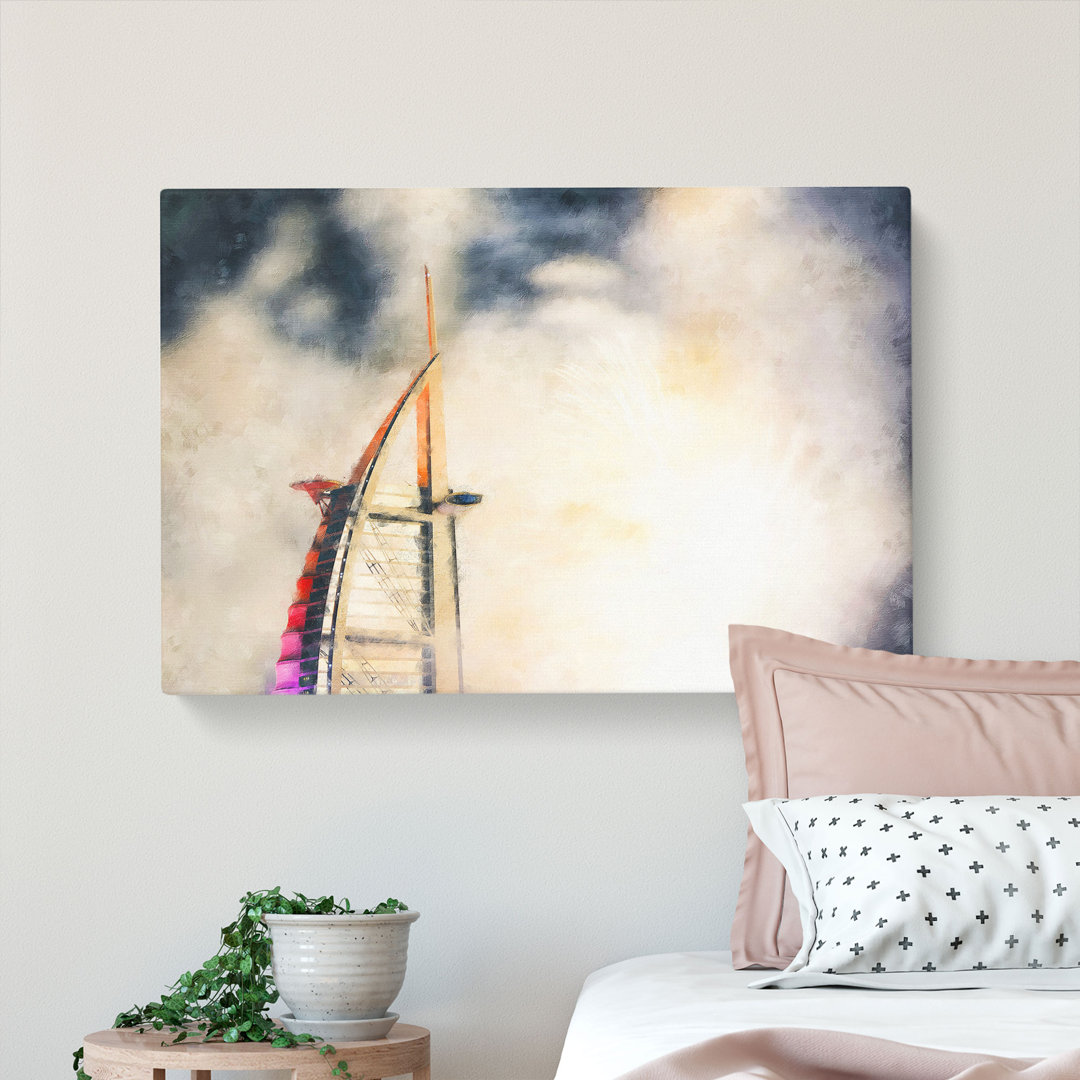 Burj Al Arab Hotel In Dubai Painting - Wrapped Canvas