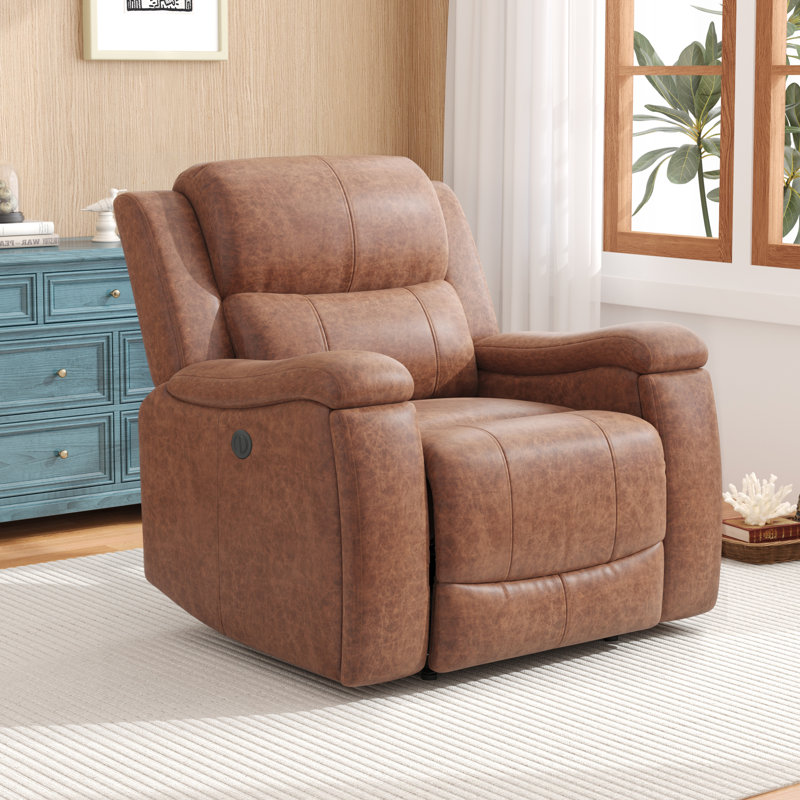37" Wide Leather Power Hometheater Chair With Hidden Cup Holder 