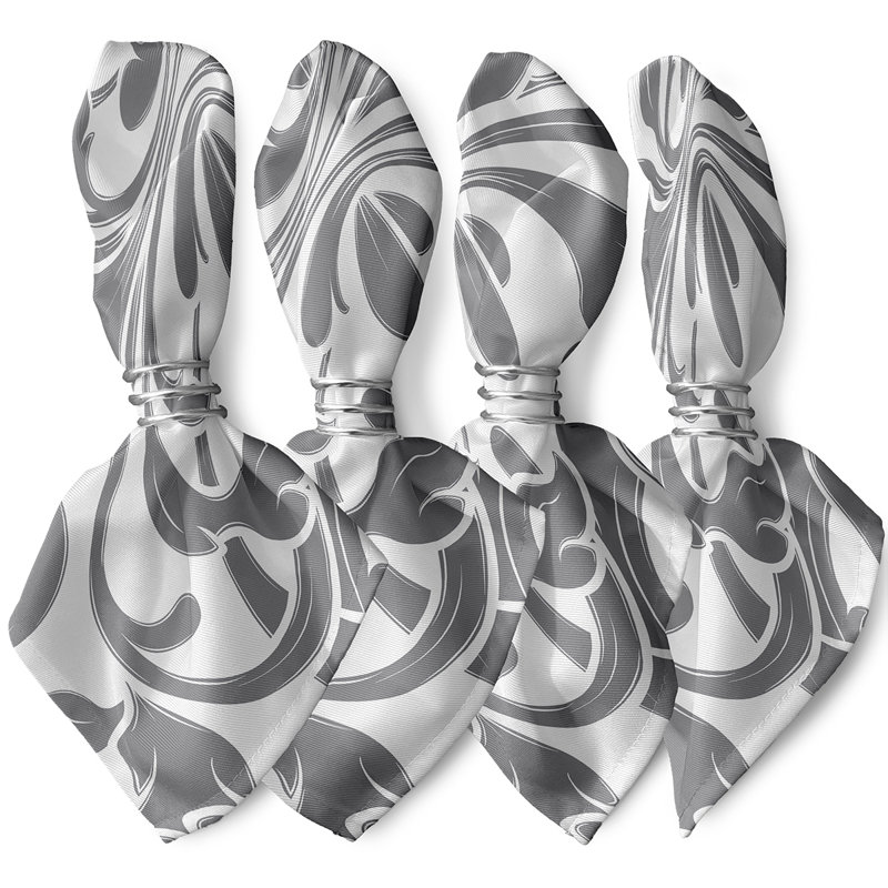 Selina Polyester Abstract Square Napkin, Gray