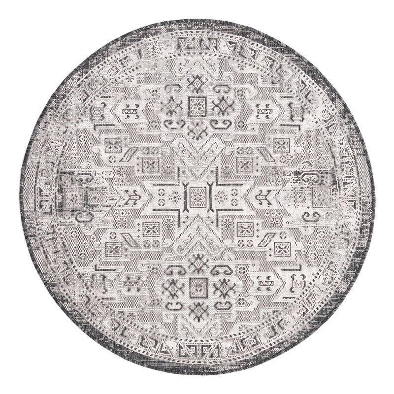 Tapis intérieur / extérieur bleu Alucard Southwestern, Rond 4 pi