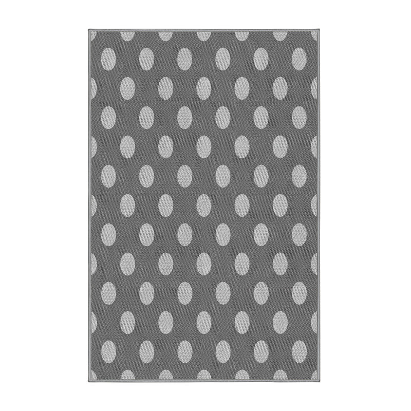 Tapis gris à pois en laine, Rectangle 6 pi x 9 pi