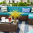 Angeli 8 Person Rattan Seating Group with Fire Pit Table, Coffee Table-932540285