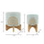Jardinières en céramique avec supports en bois de bambou, ensemble de 2-1988550655-1988550625