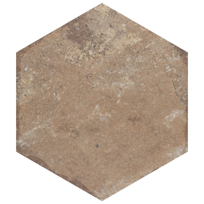 Brickyard Hex 8-1 / 2 po X 9-7 / 8 po Carreau de porcelaine rustique pour mur et plancher, Beige