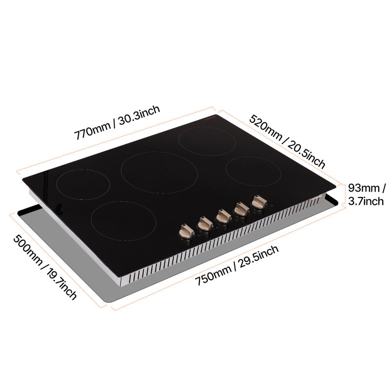 Commande de brûleur de comptoir électrique à 5 brûleurs 9200W