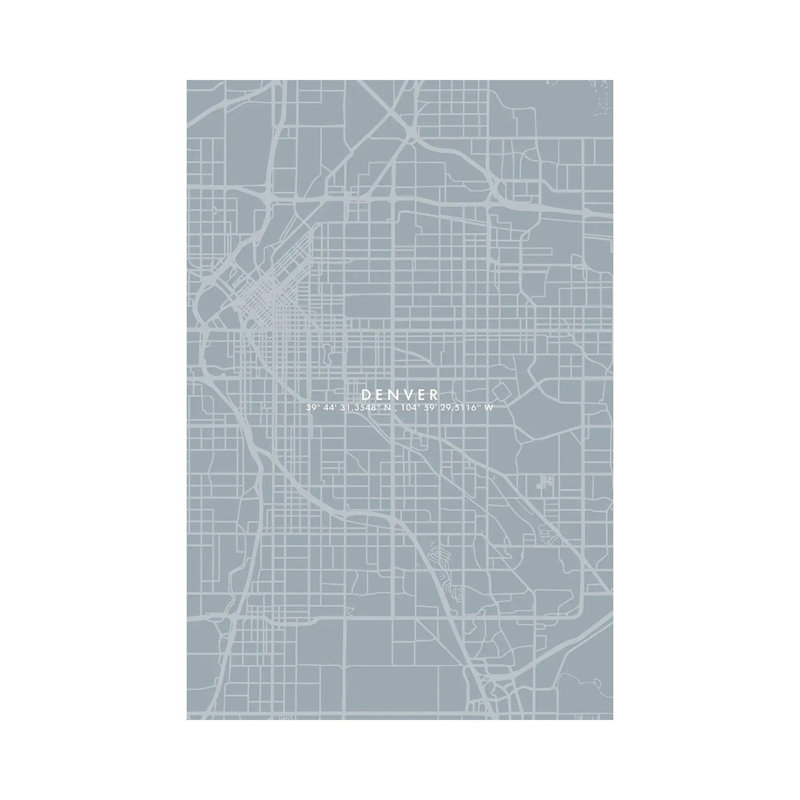 Denver City Map - Wrapped Canvas Print, 66.04 cm H x 45.72 cm W
