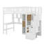 Lit mezzanine en bois avec bureau intégré, DEL, tablettes de rangement, armoires et escalier-539633113