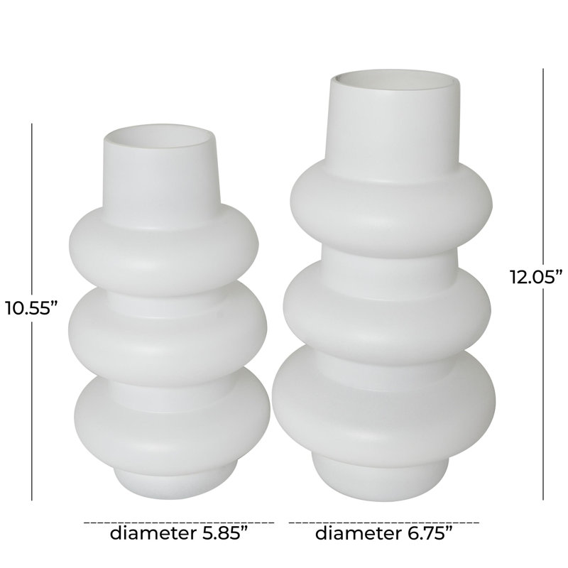 Mable 2-Piece Set Glass Table Vase, White