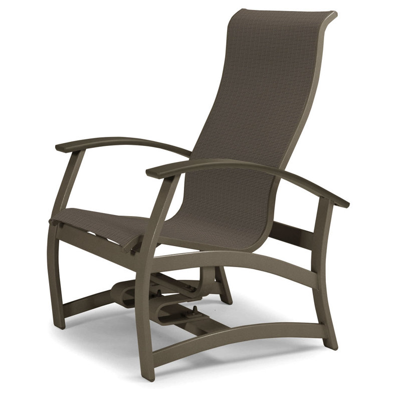 Askar Swivel Powder Coated Aluminum Outdoor Lounge Chair, Brown Sunbrella® Tweed, Textured Beachwood, Beachwood P40