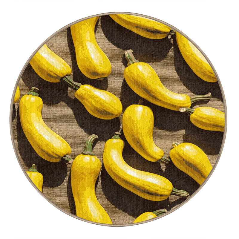  Tapis jaune lavable et lavable, Rond 3 pi