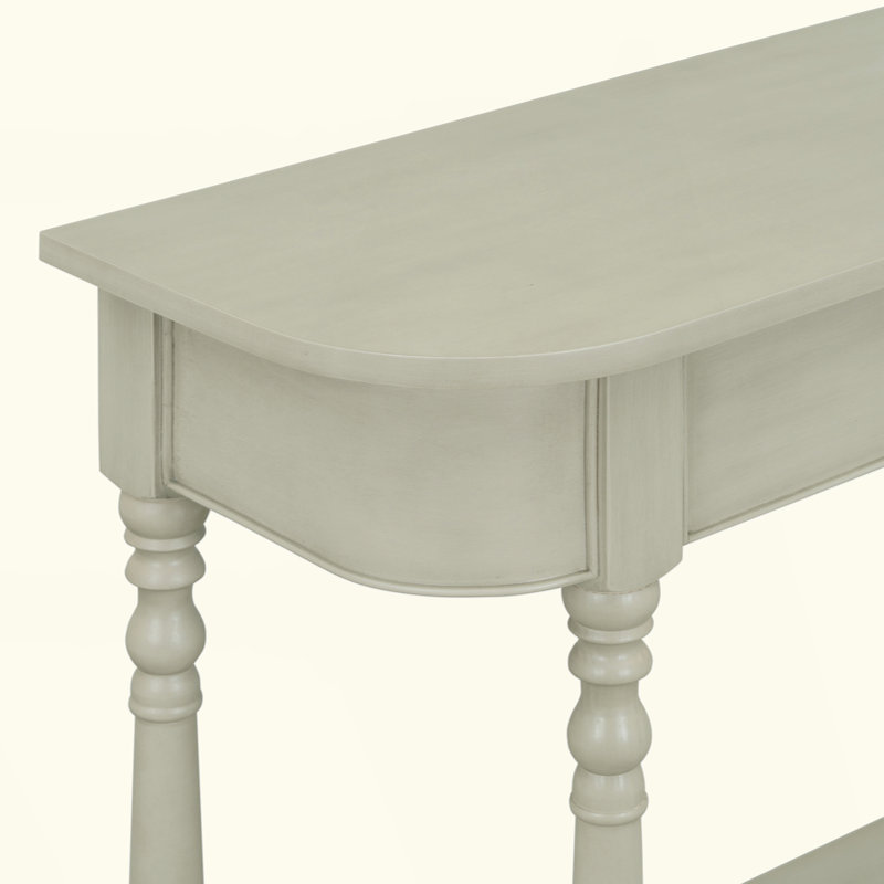 Narrow Console Table with Curved Corner, Retro Entryway Table with Top Drawer and Open Shelf, Sofa Table for Entryway, Hallway and Living Room