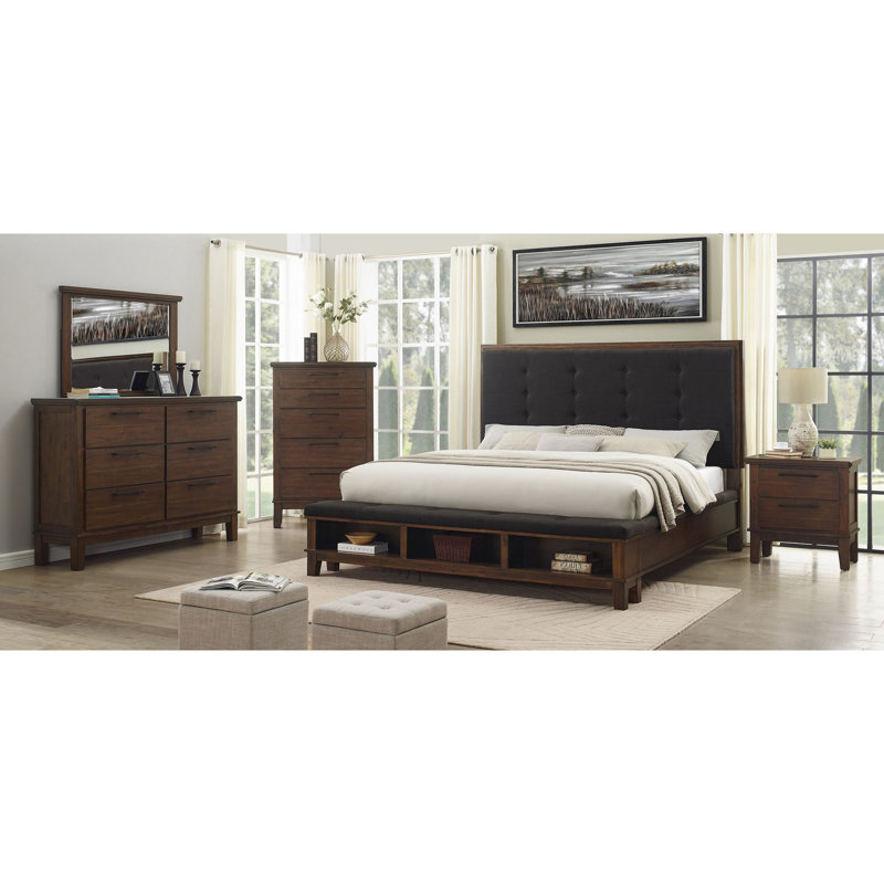 Ensemble de chambre à coucher avec banc de rangement Guthmiller, Brun, Très grand