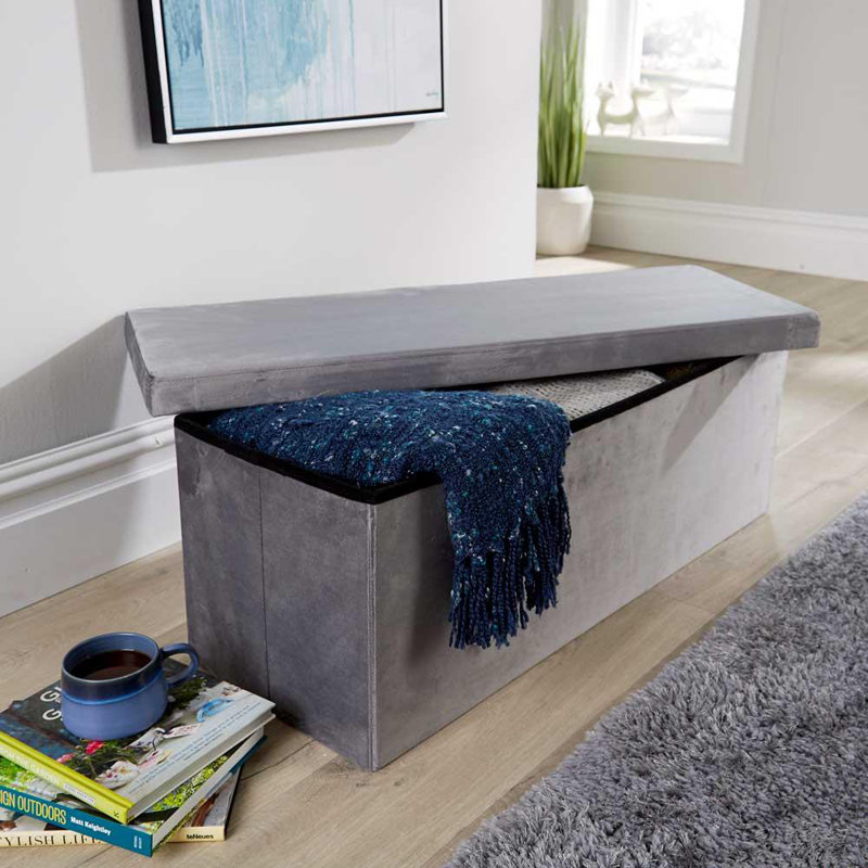 Geonte 100cm Wide Velvet Rectangle Wide Storage Ottoman