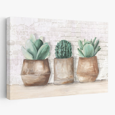 Plantes, fleurs, paysage, nature, trois cactus, art mural