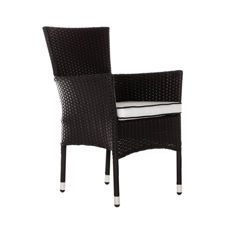 Farrar 2 Seater Rattan Conversation Set, Black/Vanilla
