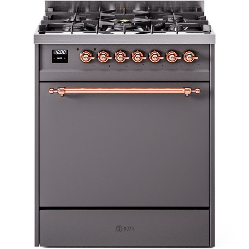 ILVE Nostalgie II 30 in Dual Fuel Range, Natural Gas, Graphite Matte/Copper
