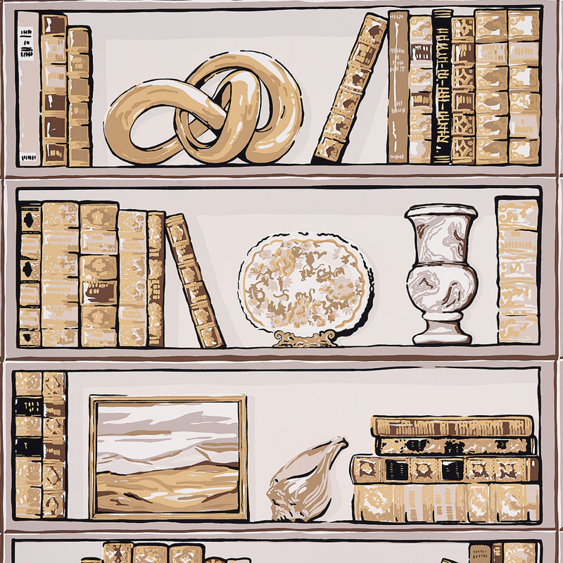Natalies Library Wallpaper, Mocha