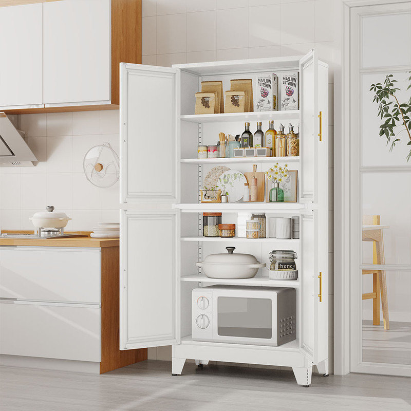 Winston Porter 74.8''Tall Metal Kitchen Garage Tool Buckhurst With 4 Doors and Adjustable Shelves, White
