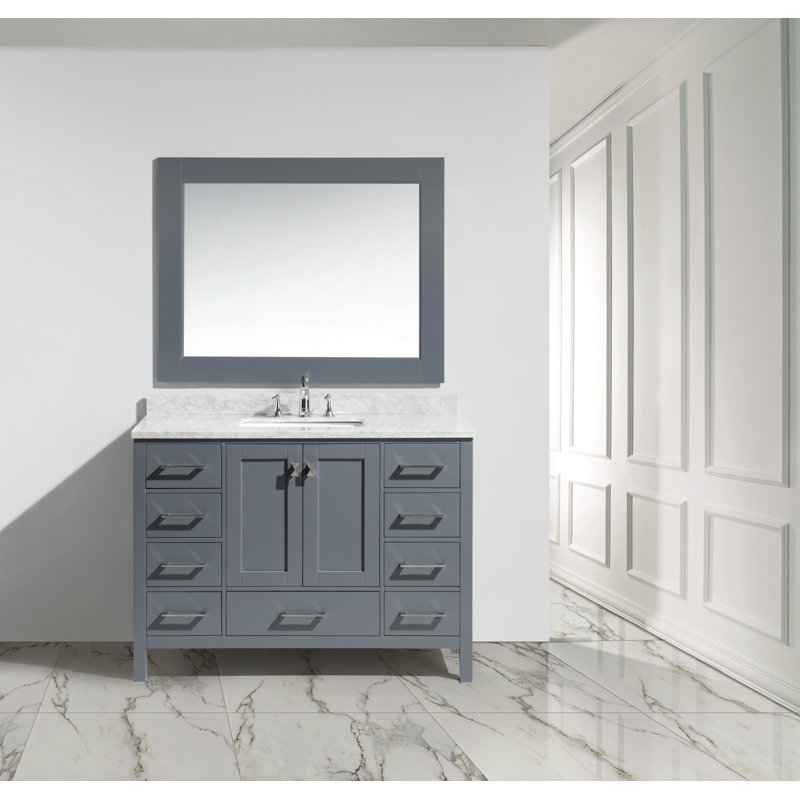 Base de meuble-lavabo simple 53,5 po London seulement, Gris