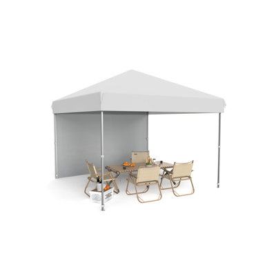 10x10 FT Quick-Set Pop-Up Canopy Tent with 1 Removable Sidewall, Instant Outdoor Sun Shelter, One-Push Easy Setup, Adjustable Height, Waterproof UPF 50+ Oxford, Portable Event Tent