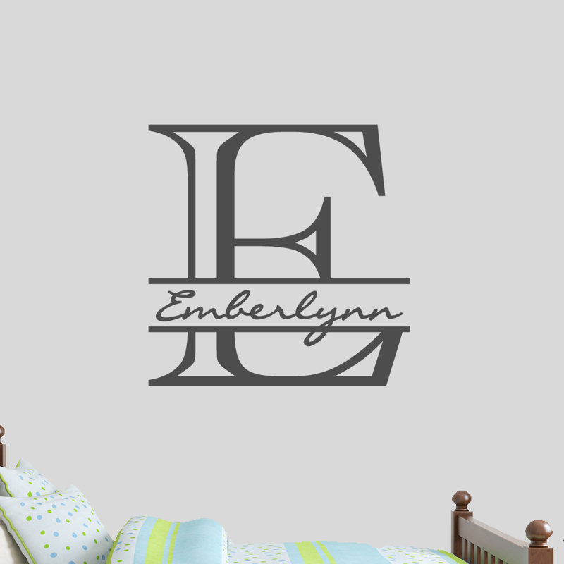 Décalcomanie murale personnalisée avec nom de monogramme, Gris foncé, Oui
